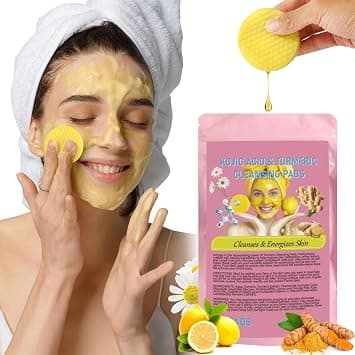Turmeric & Kojic Acid Cleansing Pads, Turmeric-Cleansing Pads for Face Deep Cleaning & Skin Oil Balancing, Exfoliating Cotton Turmericing Pad for All Skin - Best Deal Finder