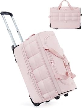 BAGSMART 40L Rolling Duffle Bag with Wheels and Handle, TSA Carry On Bags for Travel with Shoe Compartment, Candy Pink, 40L, Modern, Practical on Amazon.ae - Price Tracker