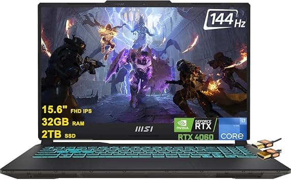 MSI Cyborg 15 Gaming Laptop 15.6" FHD IPS 144Hz Display 12th Gen Intel 10-core i7-12650H Processor 32GB RAM 2TB SSD GeForce RTX 4060 8GB Graphics Backlit Keyboard USB-C Win11 Black + HDMI Cable on Amazon.ae - Price Tracker