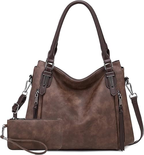 Hobo Bags for Women Handbags Ladies Purse Boho Shoulder Bag Large Crossbody Purses Designer Vegan Leather Brown with Wallet on Amazon.ae - Price Tracker