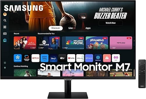 SAMSUNG 32-Inch M7 (M70D) Series 4K UHD Smart Monitor with Streaming TV, Speakers, HDR10, USB-C, Multiple Ports, Gaming Hub, SolarCell Remote, Vision Accessibility Tools, LS32DM702UNXGO, 2024, Black on Amazon.ae - Price Tracker