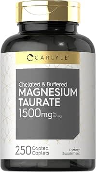 Carlyle Buffered Magnesium Taurate 1500mg | 250 Caplets | Vegetarian, Non-GMO, Gluten Free Supplement | on Amazon.ae - Price Tracker