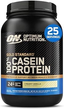 Optimum Nutrition (ON) Gold Standard 100% Micellar Casein Protein Powder,24 Grams of Protein,Slow Digesting, Helps Keep You Full,Overnight Muscle Recovery - Creamy Vanilla,1.81 Lbs,25 Servings (825 G) | 24g of 100% Micellar Casein Protein Per Serving, Slow Digesting, Helps Keep You Full, Overnight Muscle Recovery, Easy Mixing on Amazon.sa - Price Tracker