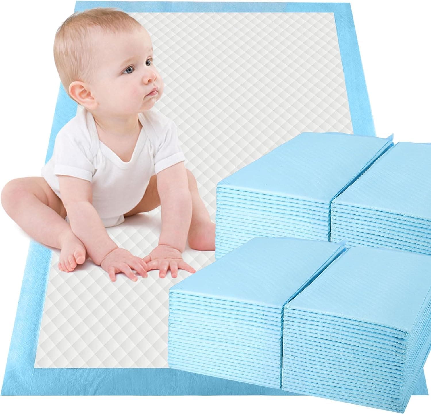 SKY-TOUCH 50 Pieces Baby Disposable Changing Mats,Waterproof Baby Changing Pads, 45x60cm M-Size, Highly Absorbent Leakproof Changing Pad Baby, Ultra soft Diaper Changing Mat Underpads for Baby,Blue on Amazon.ae - Price Tracker