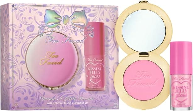 Too Faced Dream A Little Dream Blush & Lip Gloss Set | Cloud Crush Powder Blush + Kissing Jelly Lip Oil With Sheer Coverage, Gift Set - Best Deal Finder