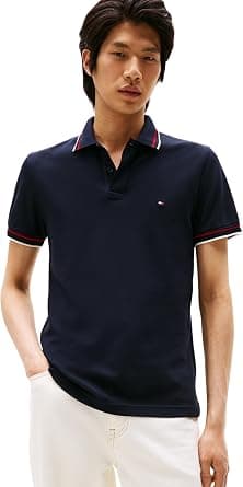 Tommy Hilfiger mens Cuff Interest Slim Fit Polo Mw0mw40308 S/S Polo (pack of 1) - دليلك لأفضل العروض