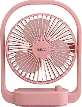 FLEXY® Rechargeable 8-Inch Desktop Fan Portable Table Fan with 3 Speeds USB Charging, Quiet Operation Adjustable Tilt – Compact Personal Cooling Fan for Home Office Bedroom Travel & Outdoors (Pink) على Amazon.ae - متتبع الأسعار