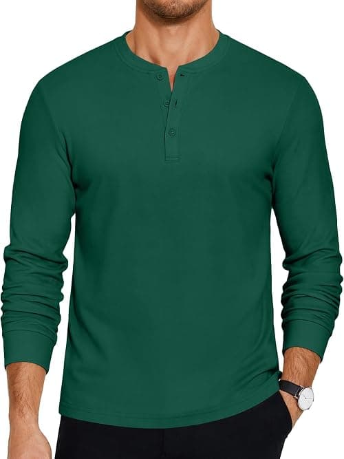 COOFANDY Men's Henley T-Shirts Long Sleeve Pullover Shirt Casual Basic Tees on Amazon - Best Deal Finder