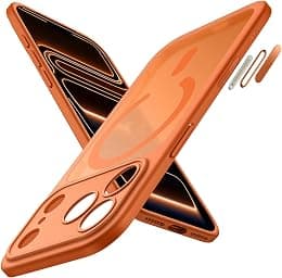 JETech Magnetic Case for iPhone 17 Pro 6.3-Inch Compatible with MagSafe, Shockproof Slim Phone Cover with Built-in Camera Control Button, Matte Translucent Back (Orange) - Best Deal Finder