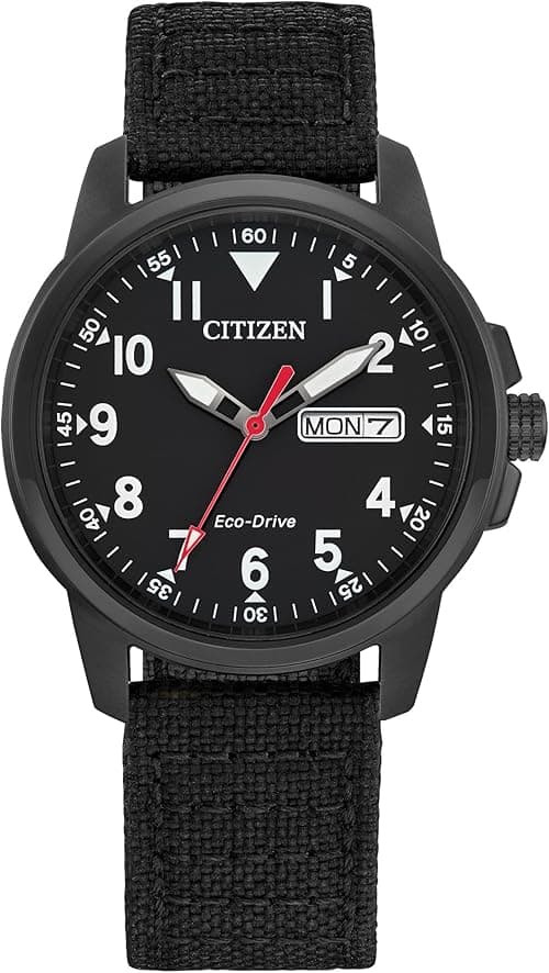 Citizen Men's Sport Casual Garrison 3-Hand Day/Date Eco-Drive Nylon Strap Watch, Arabic Markers, 100 Meters Water Resistant, Luminous Hands and Markers on Amazon.ae - Price Tracker