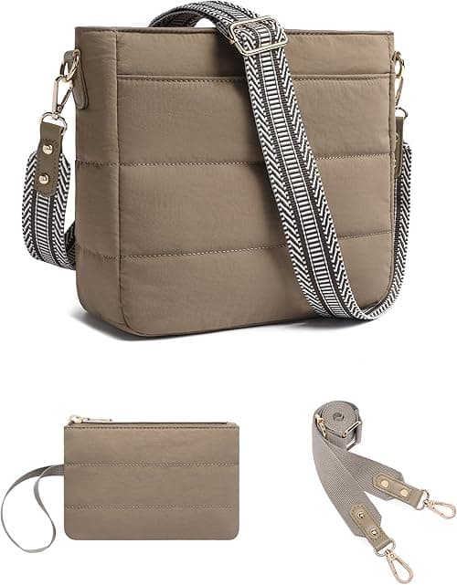 Purses for Women 2PCS Puffer Quilted Crossbody Shoulder Hobo Bags Trendy Ladies Handbag with Coin Wallet 2 Adjustable Straps on Amazon.ae - Price Tracker