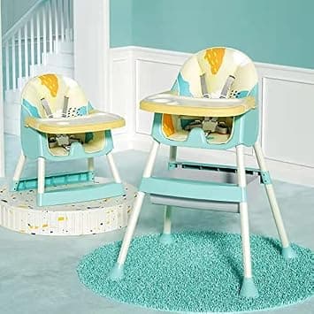 Honelevo Baby Dining Chair Baby Feeding Chair Portable High Chair ,Adjustable Height Foldable Toddler Seat ,safty highchair with Meal Tray,all for your baby (GREEN+YELLOW) on Amazon.ae - Price Tracker