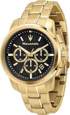 Maserati successo Mens Analog Quartz Watch with Stainless Steel Gold Plated Bracelet R8873621013, Gold, Quartz Watch - Amazon.ae Price Tracker