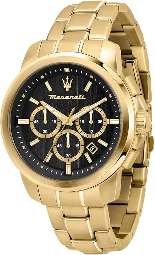 Maserati successo Mens Analog Quartz Watch with Stainless Steel Gold Plated Bracelet R8873621013, Gold, Quartz Watch on Amazon.ae - Price Tracker