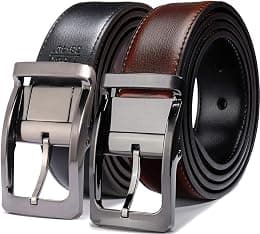 Belts for Men Reversible Leather 1.25” Waist Strap Fashion Dress Buckle Beltox - Best Deal Finder