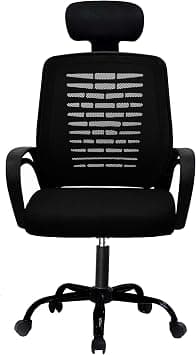 Desk Chair Office Chair for Home Height Adjustable Mid Back Mesh Computer Chair with Lumbar Support Mesh Swivel Computer Office Ergonomic Executive Chair (With Head Rest, Black) on Amazon.ae - Price Tracker