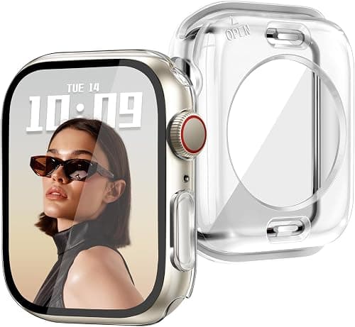 JR.DM Waterproof Case Compatible with Apple Watch Series 11/10 46mm, 360 Full Protective Cover with 9H Tempered Glass Screen Protector, Hard PC Bumper with Back Frame for iWatch Accessories, Clear على Amazon.ae - متتبع الأسعار