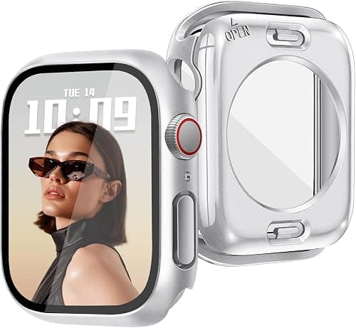 JR.DM Waterproof Case Compatible with Apple Watch Series 11/10 46mm, 360 Full Protective Cover with 9H Tempered Glass Screen Protector, Hard PC Bumper with Back Frame for iWatch Accessories, Silver على Amazon.ae - متتبع الأسعار