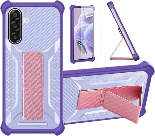 Case Compatible for Samsung Galaxy M17 5G SM-M176B Phone Case Stand Cover [with 1* Tempered Glass Screen Protector] Hybrid Case [Folding Support Magnetic] [Frosted anti-fingerprint] Purple على Amazon.ae - متتبع الأسعار