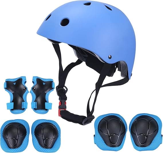 Beauenty 7 in 1 Kids Helmet and Pads Set, Adjustable 3-8 Years Old Kids Bike Helmet Set Knee Pads Elbow Pads Wrist Guards for Scooter Cycling Skateboard Roller Skating Bike Boys Toddler (Blue) on Amazon.ae - Price Tracker