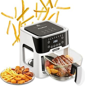 ROYALSTAR Digital Glass Air Fryer Oven,Electronic Touch Control 5.2L 1200W large capacity Hot AirFryer with 8 Presets and Clear Window,for families, dormitories and friends gatherings on Amazon.ae - Price Tracker