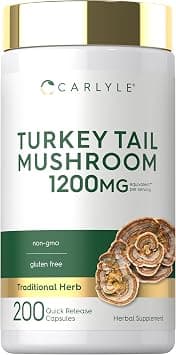 Carlyle Turkey Tail Mushroom Capsules | 1200mg | 200 Count | Non-GMO & Gluten Free Extract on Amazon.ae - Price Tracker