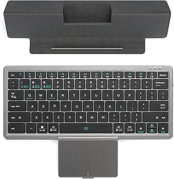 Full Size Wireless Bluetooth Keyboard, (Sync Up to 3 Devices) Portable Keyboard with Bluetooth Connection & Hidden Touchpad PU Tablet Stand Bluetooth Keyboard for Windows iOS Android Mac, Black - Best Deal Finder