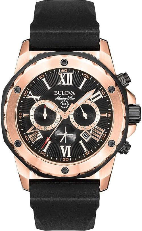 Bulova Men's Marine Star 'Series A' Chronograph Quartz Watch, Luminous Markers, Rotating Dial, 100M Water Resistant, 44mm on Amazon.ae - Price Tracker