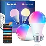 Lepro B1 AI Smart Bulb E27, [806LM 8.5W Replace 60W], Music Sync Bluetooth & WiFi Bulb, Voice Control Screw Light Bulbs, Personalized AI Lighting Designer, Work with Alexa & Google Assistant, 2 Packs - متتبع أسعار Amazon.sa