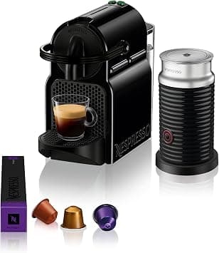 Nespresso Inissia D40 Espresso Capsule Coffee Machine, With Aeroccino 3 Milk Frother for Cappuccino & Latte, 0.7 L, 19 Bar Pressure, Black - متتبع أسعار Amazon.sa