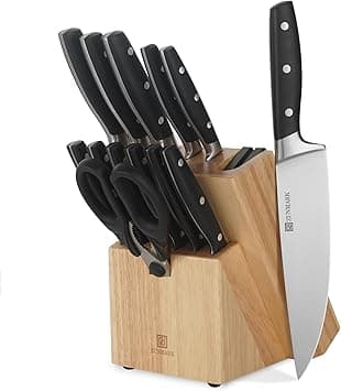 Kitchen Knife Set, Professional 13 Piece Knife Set with Block and Sharpener, Sharp Chef Knife Set, Ideal for Home and Restaurants, Elegant Black on Amazon.ae - Price Tracker