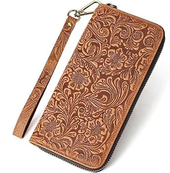 NIUCUNZH Genuine Leather Cool Long Wallets for Men Personalized Zip Around Wallet Checkbook Cash Credit Card Holder Wallet, 1267-brown, Large, Vintage on Amazon.ae - Price Tracker
