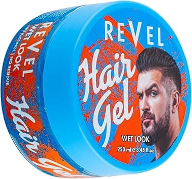 Revel Wet Look Hair Styling Gel 250ml, For Men, Hair Care, Hair Wax, Saloon Products, moisturizing, Long Lasting Styling, Quick Drying, Non Sticky, Alcohol Free on Amazon.ae - Price Tracker