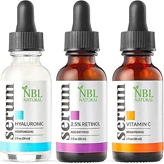 NBL NATURAL Anti Aging Set with Vitamin C Retinol and Hyaluronic Acid Serum for Anti Wrinkle and Dark Circle Remover All Natural and Moisturizing (3 x 30 ML) on Amazon.ae - Price Tracker