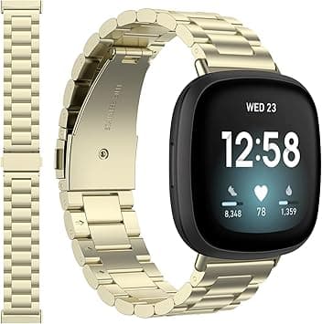 Miimall Compatible with Fitbit Versa 4 Wristband, Stainless Steel Metal Watch Strap Fitbit Sense 2 Wristbands [Double Folding Clasp] Adjustable Replacement Strap for Fitbit Versa 3/Versa 2/Sense 1 - Amazon.ae Price Tracker