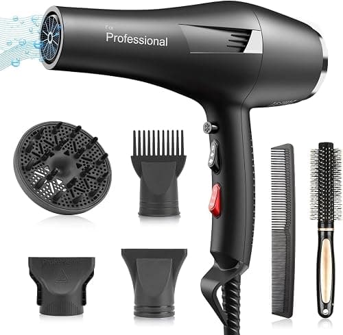 Faszin Ionic Hair Dryer, Salon Professional Blow Dryer 2400W AC Motor Fast Drying with 2 Speed, 3 Heat Setting, Cool Button, with Diffuser, Nozzle, Concentrator Comb for Curly and Straight Hair on Amazon.ae - Price Tracker