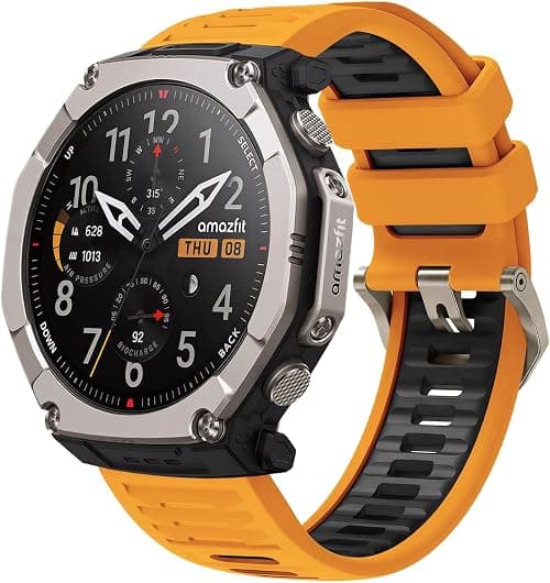 GIOPUEY Straps Compatible with Amazfit T-Rex Ultra 2, Soft TPU Strap [Joint Color Design] - Orange/Black على Amazon.ae - متتبع الأسعار