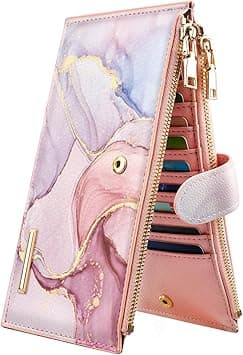 Womens RFID Blocking Large Capacity Wallet Multi Card Organizer Bifold Wallet for Women with Zipper Pocket, Watercolor Pink, Large, Casual on Amazon.ae - Price Tracker