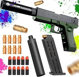 Xizheng Glock Guns Cool Toys Fake Gun Toy Guns for Boys Toy Guns That Look Real Pistol Ejecting Magazine Toy Pistol Cap Training Play Unique Gift Intended for Fun Not Distance or Accuracy - Best Deal Finder