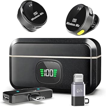 Magnetic Wireless Lavalier Microphone for Camera/iPhone/Android, Automatic Pairing, 20H Duration Mini Microphone with AI Noise Reduction for Video Recording,Podcast,Interview (2 TX+1 RX+Charging Case) على Amazon.ae - متتبع الأسعار
