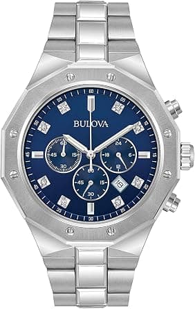 Bulova Men's Classic Diamond 6-Hand Chronograph Quartz Watch, Calendar Date, Luminous Markers, 100M Water Resistant, 44mm on Amazon.ae - Price Tracker