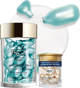 RoC Multi Correxion Hyaluronic Acid Night Serum Capsules (30 CT) for intense hydration + RoC Retinol Capsules (7 CT), Anti-Aging Wrinkle Treatment, Skin Care Set, Stocking Stuffers for Men & Women على Amazon.ae - متتبع الأسعار