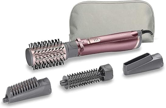 BaByliss 4 in 1 Rotating Air Styler Brush | Potent 1000W Styler For Ultra-Fast Drying | Salon Finish with Interchangeable Attachments For Hair Volumizing, Smoothing & Straightening | AS960SDE (Purple) على Amazon.ae - متتبع الأسعار