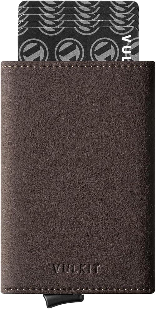 VULKIT Credit Card Holder RFID Blocking Mens Leather Bifold Card Wallet Automatic Pop Up for 9 Cards with ID Window & Coin Pocket على Amazon.ae - متتبع الأسعار