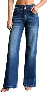 roswear Women's Wide Leg Jeans Casual High Waisted Stretch Baggy Loose Denim Pants - Best Deal Finder