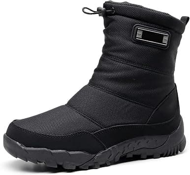 Snow Boots Men's, Winter Warm Fleece Lined Ankle Wellies Waterproof And Anti-Slip Hiking Flat Rubber Grip Sole Classic Short Boots for Outdoor Hiking Ski Holidays Snowboard,Black,40 EU - Amazon.ae Price Tracker