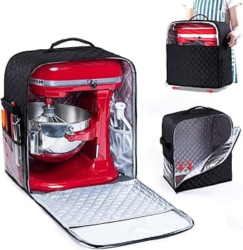 Kitchen Aid Mixer Covers with Appliance Sliders Base Compatible with Kitchen Aid Mixer-Storage Bag for 4.5/5 Quart with Pockets for Kitchen Aid Accessories and Attachments (Black) on Amazon.ae - Price Tracker