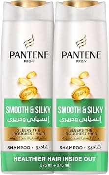 Pantene ProV Smooth and Silky Shampoo Sleeks the Roughest Hair Moisturizes and Nourishes for FrizzFree Thicker and Stronger Hair Dual Pack 2x375ml - Best Deal Finder