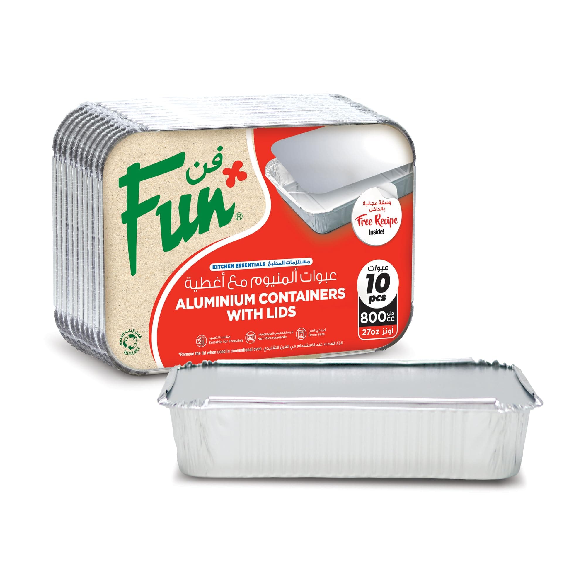 Fun Aluminium Containers with Lids 800Cc (Pack of 10) – Leakproof Food Storage Containers, Durable for Meal Prep, Lunch, Takeout & Kitchen Use on Amazon.ae - Price Tracker