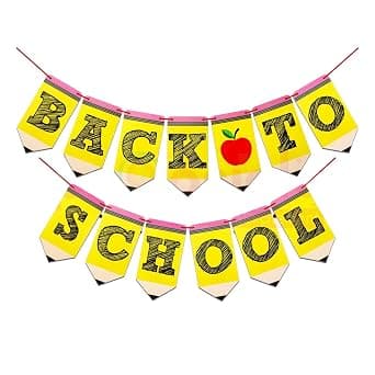 Propsicle Welcome Back To School Hanging Banner Decoration Items (Pack of 1 Set) For Kids, Pencil-Shaped Letters, Yellow and Pink, Classroom Welcome Sign on Amazon.ae - Price Tracker
